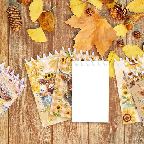 24pcs Watercolor Highland Cow Mini Spiral Notebook Sunflower Highland Cow Mini Notepad DIY Crafts for Wedding Birthday Baby Shower Party Gifts Supplies School Rewards in Kuwait