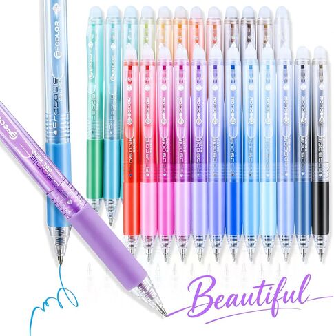 12 Colors Erasable Gel Pens, Retractable Clicker 0.7mm Fine Point, Friction Eraser Pen, Smooth Writing Multicolor Gel Pens for Writing, Drawing, Planners, Crossword Puzzles, School & Office in Saudi Arabia