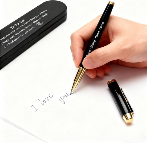 To Our Son Gift, Engraved Pen with Encouraging Quote Box, Inspirational Graduation Birthday Gift for Son, Black Gel Ink Pen in Saudi Arabia