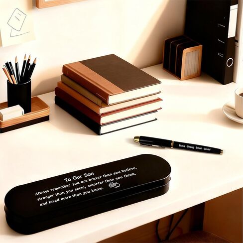 To Our Son Gift, Engraved Pen with Encouraging Quote Box, Inspirational Graduation Birthday Gift for Son, Black Gel Ink Pen in Saudi Arabia