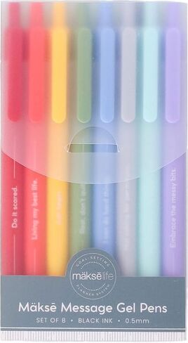 MäksēLife Makse Message Rainbow Gel Pens - Goal-Setting Writing Tools with Daily Affirmations for Personal Growth and Mindset Training, 8-Pack Set in Saudi Arabia