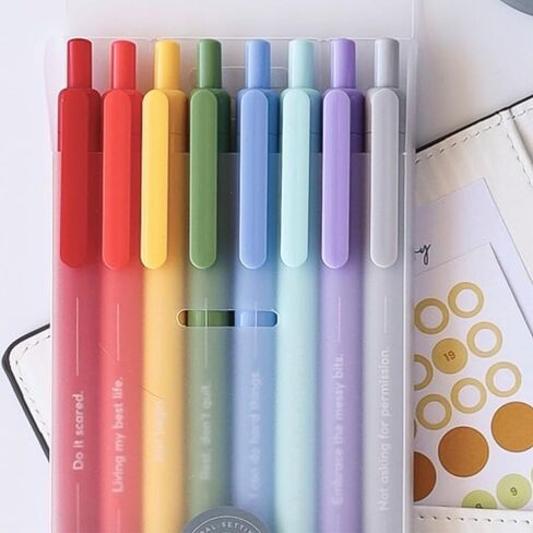 MäksēLife Makse Message Rainbow Gel Pens - Goal-Setting Writing Tools with Daily Affirmations for Personal Growth and Mindset Training, 8-Pack Set in Saudi Arabia