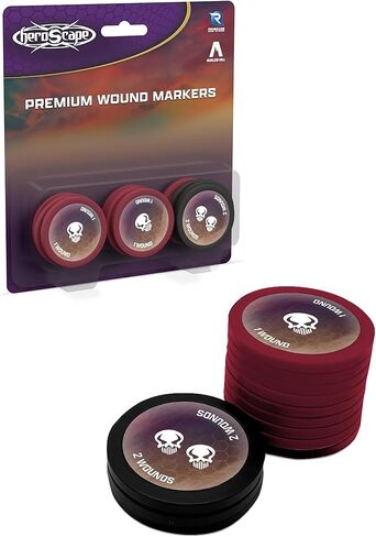 Renegade Game Studios Heroscape Premium Wound Markers - 12 Piece Token Set, 1 & 2 Wound Health Tracking in Kuwait