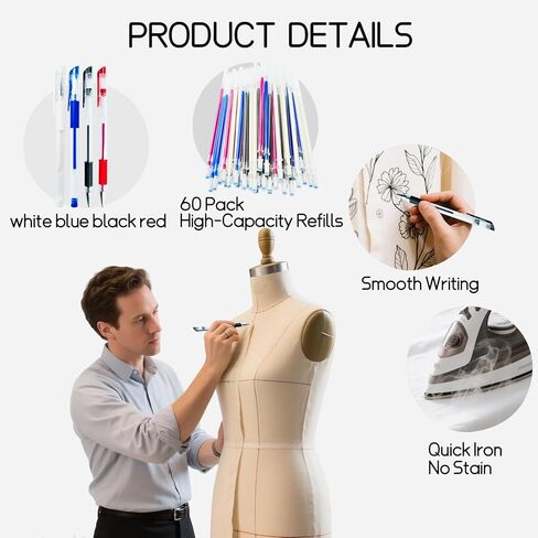 Heat Erasable Sewing pen | 4 Pens + 60 Multi-Color Refills | Disappearing Ink for Quilting, Embroidery, Precise Marking | Sewing & Quilting Accessories Gift Set in Saudi Arabia