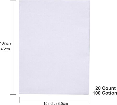 Aida Cloth 20 Count Cross Stitch Fabric,15×18inch,Rolled,3Pcs (20CT,White) | Extra Fine 100 Cotton , Tight Block Basket Weave Fabric for Detailed Portrait & Mini Art Projects in Kuwait