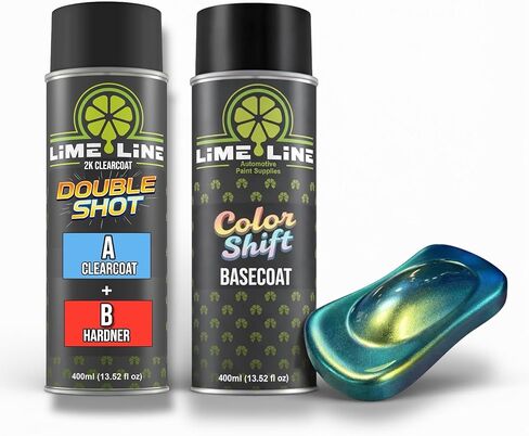 طلاء رش LiME Line للسيارات، طلاء أساسي من اليوريثان متغير اللون من الحرباء - لمسة نهائية مع نظام Clearcoat مزدوج اللمعان 2K (حرباء (أخضر + أرجواني + أزرق)) in Kuwait