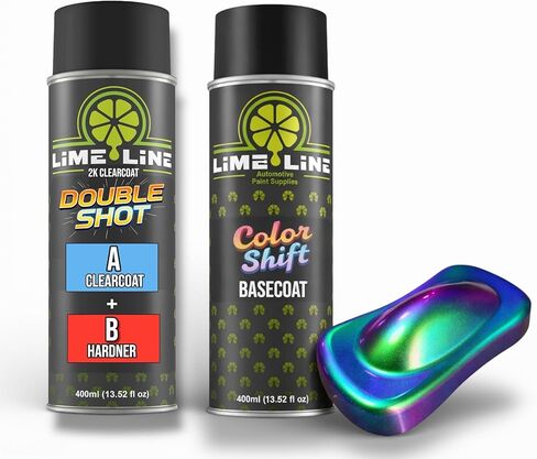 طلاء رش LiME Line للسيارات، طلاء أساسي من اليوريثان متغير اللون من الحرباء - لمسة نهائية مع نظام Clearcoat مزدوج اللمعان 2K (حرباء (أخضر + أرجواني + أزرق)) in Kuwait
