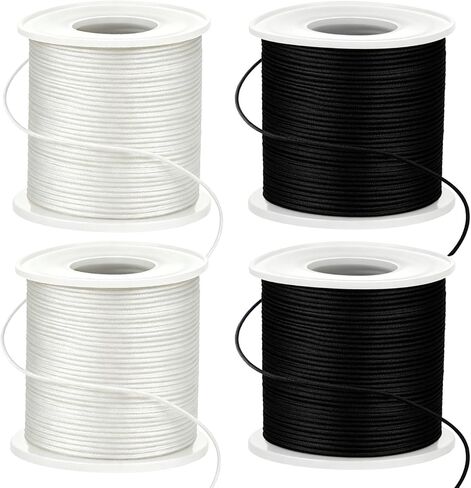 4 Rolls Stretchy Bracelet String, 660FT Elastic String Cord for Bracelets, 1mm Elastic Thread for Bracelets Jewelry Making Necklaces Beading Craft (2 Black, 2 White) in Kuwait