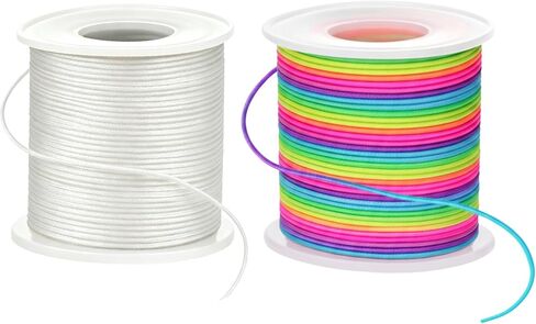 4 Rolls Stretchy Bracelet String, 660FT Elastic String Cord for Bracelets, 1mm Elastic Thread for Bracelets Jewelry Making Necklaces Beading Craft (2 Black, 2 White) in Kuwait