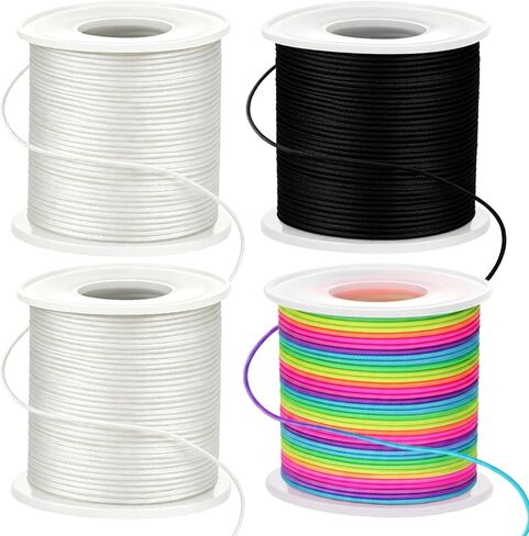 4 Rolls Stretchy Bracelet String, 660FT Elastic String Cord for Bracelets, 1mm Elastic Thread for Bracelets Jewelry Making Necklaces Beading Craft (2 Black, 2 White) in Kuwait