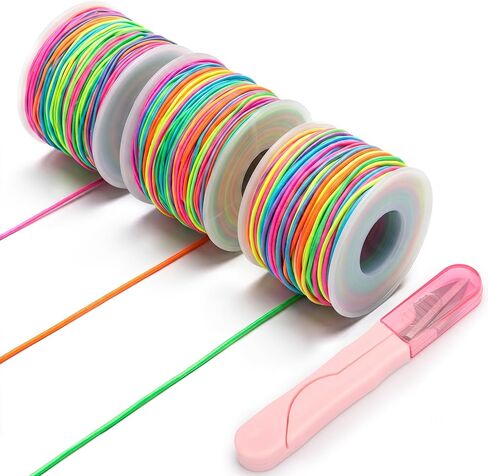 Stretchy Bracelet String Kit with Scissors & Beading Needle, 4 Rolls 1mm Sturdy Elastic String for Bracelets, Jewelry Making, Necklaces, Beading and Crafts 660FT (Black*2, White*2) in Saudi Arabia