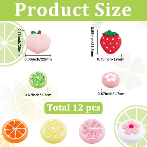 gorgecraft 12pcs 3 أنماط استبدال قبعات قبضة الإبهام سيليكون الليمون الفراولة الفاكهة زهرة نمط جولة التناظرية عصا التحكم قبعات واقية زر الإبهام يغطي متوافق مع وحدة تحكم التبديل in Kuwait