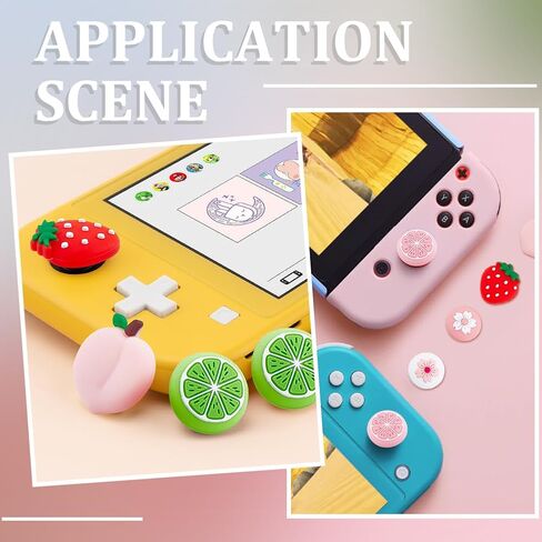 gorgecraft 12pcs 3 أنماط استبدال قبعات قبضة الإبهام سيليكون الليمون الفراولة الفاكهة زهرة نمط جولة التناظرية عصا التحكم قبعات واقية زر الإبهام يغطي متوافق مع وحدة تحكم التبديل in Kuwait