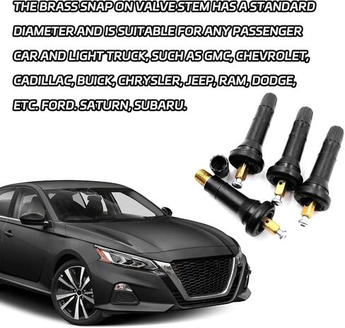 4 PCS TPMS 20008 Tire Valve Stem Set, Rubber Snap-in Tubeless Tire Pressure Sensor Valve Stems, Tires Valves Stem Core Valves Caps Replacement Kit Fits Most Standard Vehicle, Car Accessories in Saudi Arabia