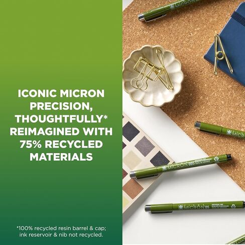 SAKURA Pigma Micron ECO Fineliner - مجموعة أقلام Fineliner للأعمال الدقيقة والرسم والتوضيح - حبر أرشيفي - طرف دقيق - جودة احترافية - أسود - عدد 5 in Kuwait