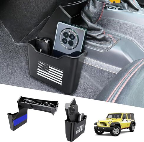 Upgrade Gear Shift Center Console Organizer For Jeep Gladiator JT 2026-2020 Accessories and Wrangler JL/JLU/4XE 2026 (For 2025 2024 2023 2022-2018 Rubicon Sahara 4xe Gear Shift Storage Box, GRILLE) in Saudi Arabia