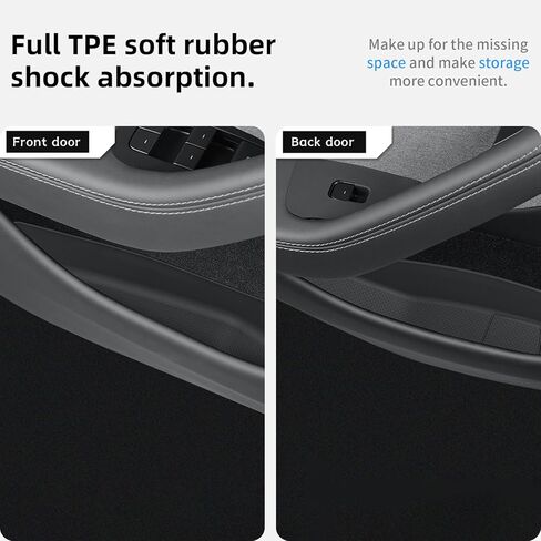 4 قطع صينية تنظيم الباب لـ 2025 2026 Tesla Model Y Juniper Door Side Pocket صندوق تخزين TPE مقاوم للماء ومضاد للانزلاق ملحقات داخلية (أمامية وخلفية) in Kuwait