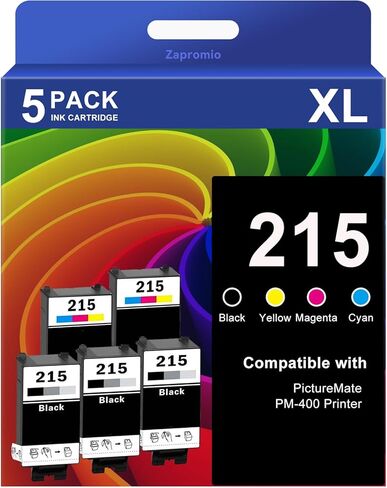 5-Pack T215 215 Ink Cartridges Remanufactured for Epson 215 Ink for WF-100 WF-110 EC-C110 Mobile Printer(3 Black x T215120-S, 2 Tri-Color x T215530-S Pigment C/M/Y/K BCS) in Saudi Arabia