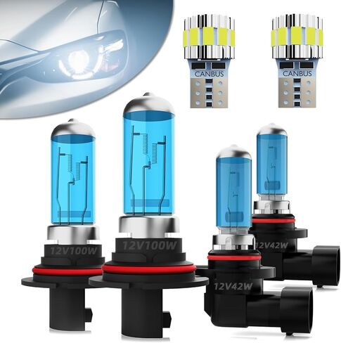 Headlight Bulbs Fit For Ford Crown Victoria 1998-2011, 9007 High Low Dual Beam Combo, Super Bright 5500K White Light High Performance Halogen Light Bulbs, 2PCS in Kuwait