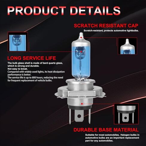 Compatible With 1995-2004 Honda Odyssey, 9003/H4 High Low Beam Halogen Headlight Bulb Combo,Super Bright 5000K White,Plug and Play,2 PCS in Saudi Arabia