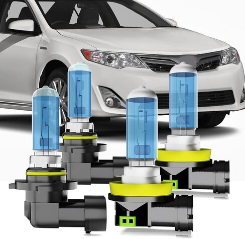 Halogen Headlight Bulbs Compatible with Toyota Camry 2007-2014, 9005 H11 High Low Beam Combo, 6000K White,Plug and Play, Pack of 4 in Saudi Arabia