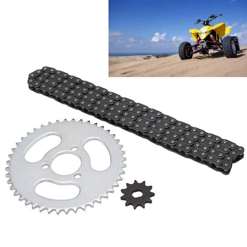 Sprocket and Chain Kit, T8F Front and Rear Drive Sprocket Chain Kit, Steel Chain and Sprocket Kits, Versatile Chains Sprockets for Modified Karts, ATVs, Mini Motorcycles in Kuwait