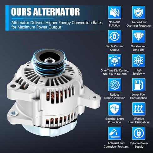 Alternator 13844 Fit for Toyota Highlander 2001-2003, for Lexus RX300 1999-2003 3.0L V6 Automotive Replacement Alternators 27060-20110 101211-7840 AND0184 13844N in Kuwait