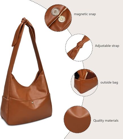 Hobo Bags for Women Slouchy Tote Bag Soft Casual PU Leather Shoulder Purses Work Everyday Handbags in Saudi Arabia