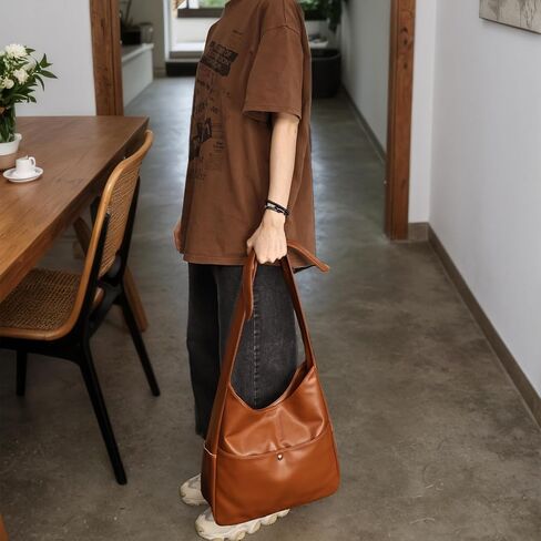 Hobo Bags for Women Slouchy Tote Bag Soft Casual PU Leather Shoulder Purses Work Everyday Handbags in Saudi Arabia