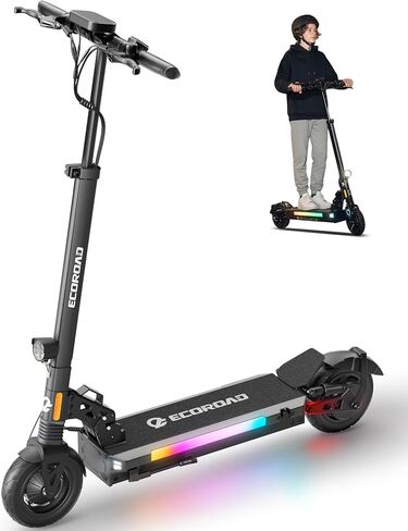ECOROAD Electric Scooter,25MPH-32MPH, 18-50 Miles Range, 330LBS Load, Off-Road Tires, RGB Lights & APP Control in Saudi Arabia