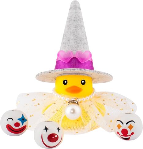 wonuu Halloween Rubber Duck Witch Duck Car Decorations Halloween Accessories Witch Hat Pumpkin Skull and Cloak, Black Skirt with Gold Rim in Kuwait