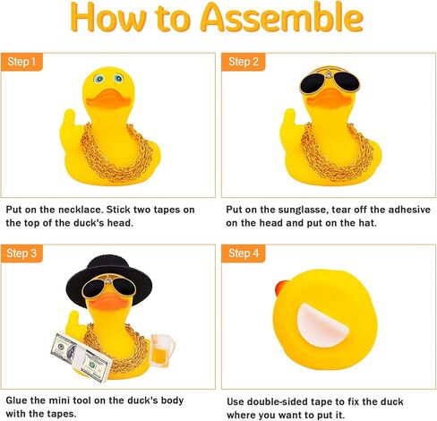 wonuu Rubber Duck Car Ornament Squeaky Duck Cool Car Accessories Dashboard Decorations with Dollars Beer Glasses in Kuwait