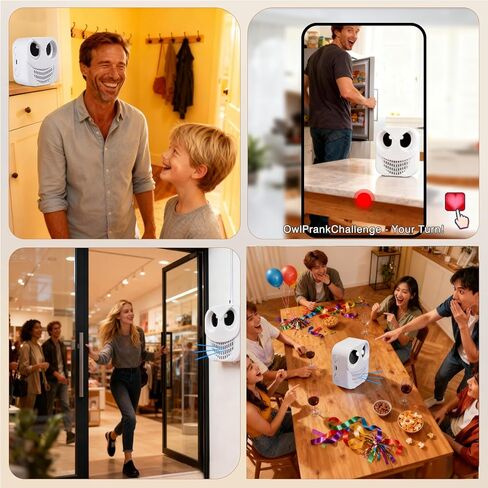آلة المؤثرات الصوتية المفعّلة بحركة Prank Owl - أكثر من 360 نكتة للأب وأصوات مرحة - ألعاب نكتة نهائية وعملية لحفلات المكتب المنزلي - هدايا مضحكة لتحفيز الضحك، باللون الأبيض in Kuwait