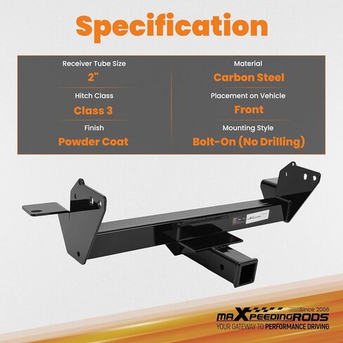 وصلة ربط المقطورة الأمامية maxpeedingrods، جهاز استقبال 2 بوصة مع غطاء وصلة مطاطية، وصلة سحب تناسب Ford F-250 F-350 F-450 Super Duty 2017-2026 in Kuwait