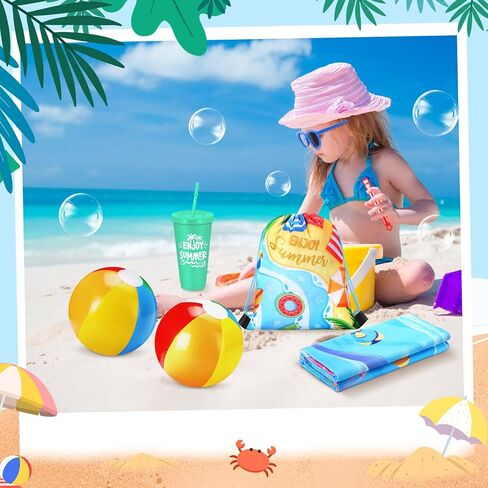 Honeydak 6 Set Pool Party Favors and Beach Toys End of Year Gift Summer Drawstring Backpack Bag Tumbler Cups Beach Towel Balls Sunglasses Bubble Wands for Pool Games Birthday Party Favors in Kuwait