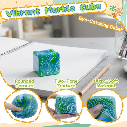 Soft Stretchy Squeeze Toys Stress Cube for Kids Adults, Slow Rising Squishy Ice Cube Sugar Balls for Boys Girls, Sensory Fidget Toys Stress Balls Anxiety Relief for ADHD/Autism, Party Favors, Gifts in Saudi Arabia