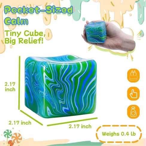 Soft Stretchy Squeeze Toys Stress Cube for Kids Adults, Slow Rising Squishy Ice Cube Sugar Balls for Boys Girls, Sensory Fidget Toys Stress Balls Anxiety Relief for ADHD/Autism, Party Favors, Gifts in Saudi Arabia