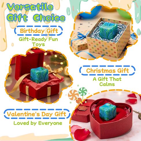 Soft Stretchy Squeeze Toys Stress Cube for Kids Adults, Slow Rising Squishy Ice Cube Sugar Balls for Boys Girls, Sensory Fidget Toys Stress Balls Anxiety Relief for ADHD/Autism, Party Favors, Gifts in Saudi Arabia