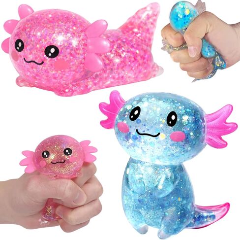 Axolotl Squishy، ألعاب فيدجيت للكبار، قطعتان من ألعاب التململ اللطيفة باللون الأزرق الوردي، كرات ضغط Axolotl الناعمة القابلة للتشكيل للاسترخاء والإجهاد الحسي، ألعاب اسفنجية لتفضلات الحفلات واستخدام السفر في المكاتب في الفصول الدراسية in Kuwait