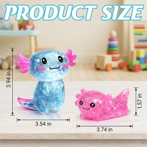 Axolotl Squishy، ألعاب فيدجيت للكبار، قطعتان من ألعاب التململ اللطيفة باللون الأزرق الوردي، كرات ضغط Axolotl الناعمة القابلة للتشكيل للاسترخاء والإجهاد الحسي، ألعاب اسفنجية لتفضلات الحفلات واستخدام السفر في المكاتب في الفصول الدراسية in Kuwait