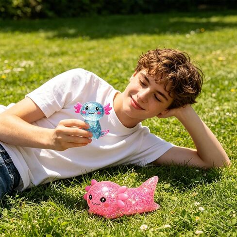 Axolotl Squishy، ألعاب فيدجيت للكبار، قطعتان من ألعاب التململ اللطيفة باللون الأزرق الوردي، كرات ضغط Axolotl الناعمة القابلة للتشكيل للاسترخاء والإجهاد الحسي، ألعاب اسفنجية لتفضلات الحفلات واستخدام السفر في المكاتب في الفصول الدراسية in Kuwait