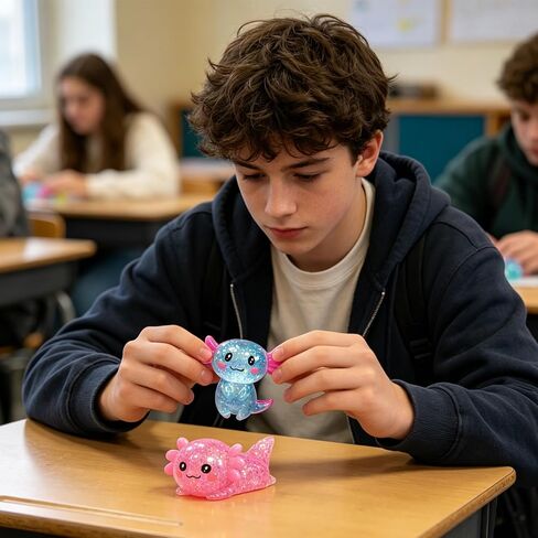 Axolotl Squishy، ألعاب فيدجيت للكبار، قطعتان من ألعاب التململ اللطيفة باللون الأزرق الوردي، كرات ضغط Axolotl الناعمة القابلة للتشكيل للاسترخاء والإجهاد الحسي، ألعاب اسفنجية لتفضلات الحفلات واستخدام السفر في المكاتب في الفصول الدراسية in Kuwait