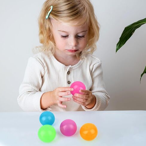 5PCS Glowing Sticky Balls Glow in the Dark Sensory Balls for Ceiling Slow Rising Stress Ball Fidget Toy Squishies Anxious Stress Relief Wall Ball for Adults Kids Stocking Stuffers Sensory in Saudi Arabia