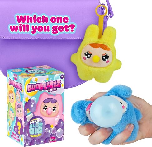 سلسلة مفاتيح من القطيفة من ORB Bubbleez Babies صندوق أعمى متنوع - لعبة تململ طفل Bubbleez واحدة فردية - اضغط لتفجير فقاعة كبيرة - ألعاب ضغط سحرية قابلة للتجميع لحقائب الظهر والمفاتيح وحقائب اليد المزيد in Kuwait