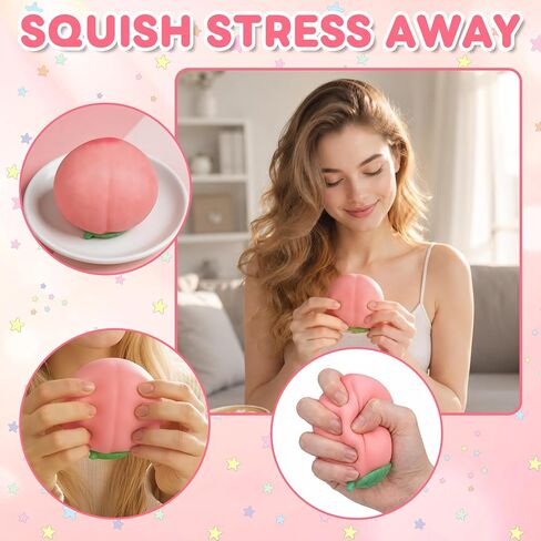 Peach Squishies Slow Rising Stress Relief Toy, Realistic Juicy Peach Shaped Fruit Squeezable Balls, Flexible Sensory Fidget Toy for Adults Office Desk Stress Relief Squishy Classroom Prizes in Saudi Arabia