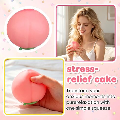 Peach Squishies Slow Rising Stress Relief Toy, Realistic Juicy Peach Shaped Fruit Squeezable Balls, Flexible Sensory Fidget Toy for Adults Office Desk Stress Relief Squishy Classroom Prizes in Saudi Arabia