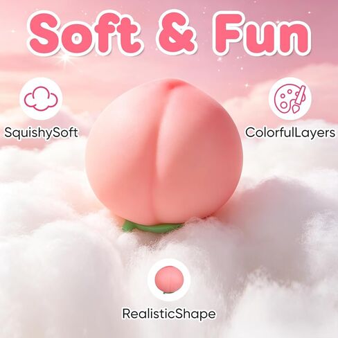 Peach Squishies Slow Rising Stress Relief Toy, Realistic Juicy Peach Shaped Fruit Squeezable Balls, Flexible Sensory Fidget Toy for Adults Office Desk Stress Relief Squishy Classroom Prizes in Saudi Arabia