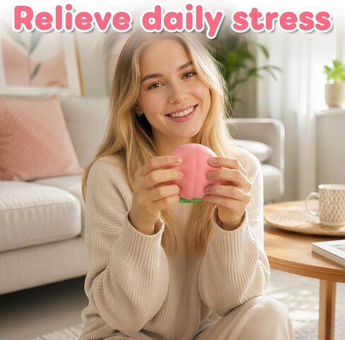 Peach Squishies Slow Rising Stress Relief Toy, Realistic Juicy Peach Shaped Fruit Squeezable Balls, Flexible Sensory Fidget Toy for Adults Office Desk Stress Relief Squishy Classroom Prizes in Saudi Arabia