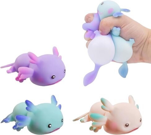 3Pcs Axolotl Stress Relief Toys, cuteSquishy Animal Toys for Stress Relief, Mini Axolotl Toy for Pulling for Birthday, Christmas, Office, Stocking Stuffer Gift ADHD Autism Anxiety (3pcs American newt) in Kuwait