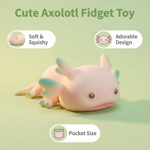 3Pcs Axolotl Stress Relief Toys, cuteSquishy Animal Toys for Stress Relief, Mini Axolotl Toy for Pulling for Birthday, Christmas, Office, Stocking Stuffer Gift ADHD Autism Anxiety (3pcs American newt) in Kuwait
